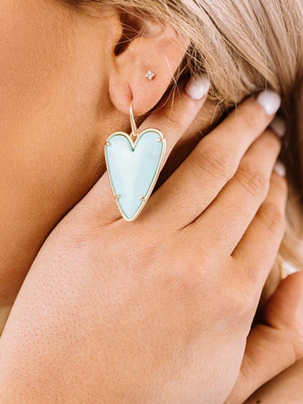 Kendra Scott Ansley Drop Earring in Light Blue Turquoise Magnesite New - Picture 8 of 8